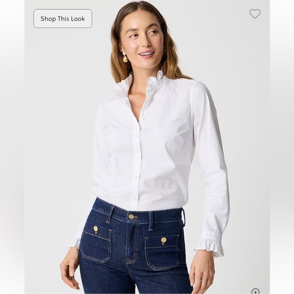 J.Crew Ruffle button-up top - Picture 1 of 8